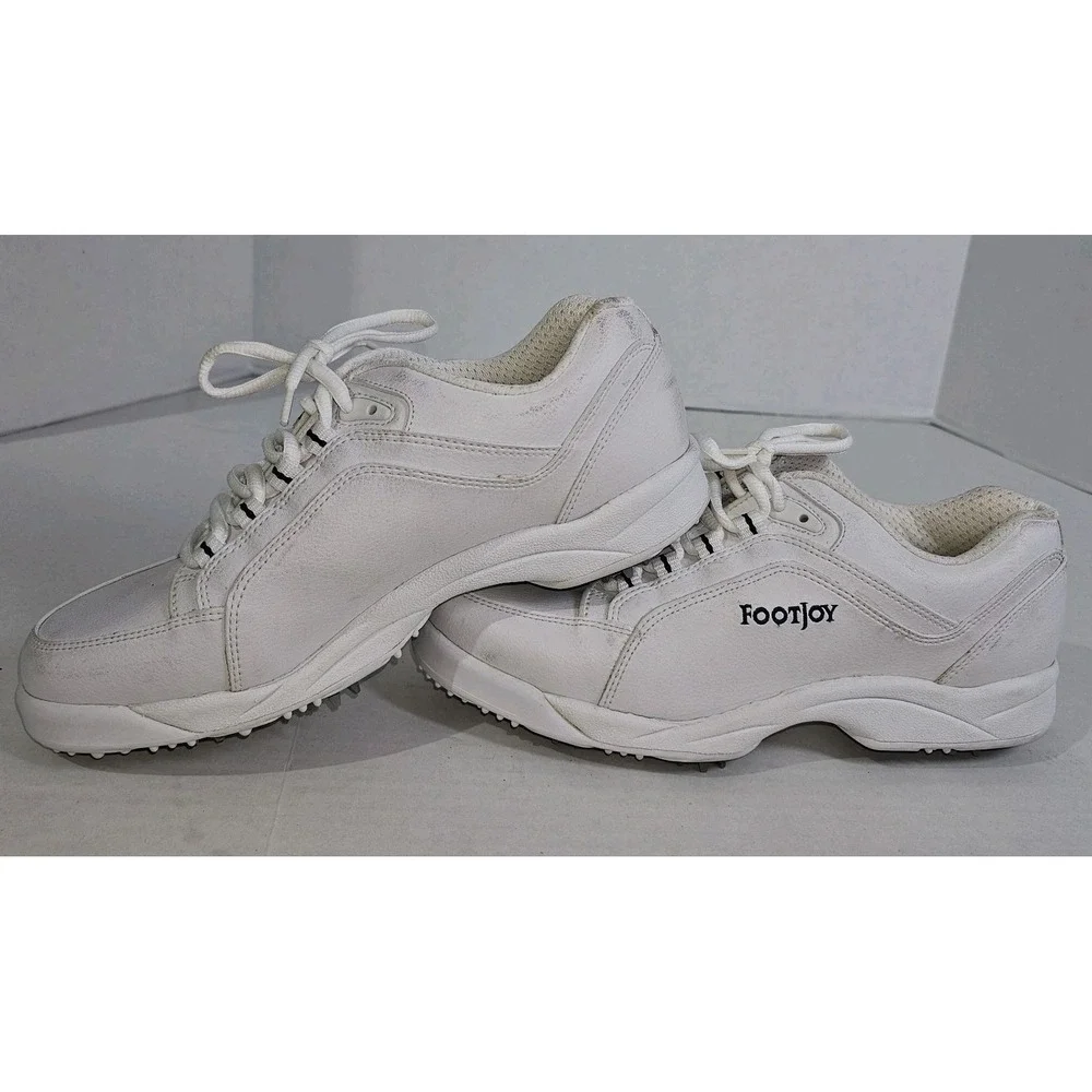 Size 9 M FootJoy GreenJoys 4861 Women White Faux Leather Soft Spike Golf Shoes
